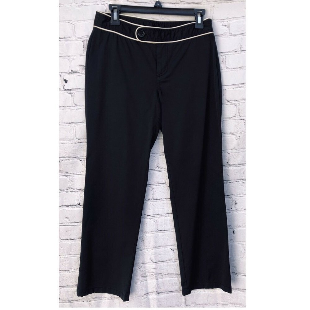 Mexx Black Pants Beige Trim Straight Leg Size 6